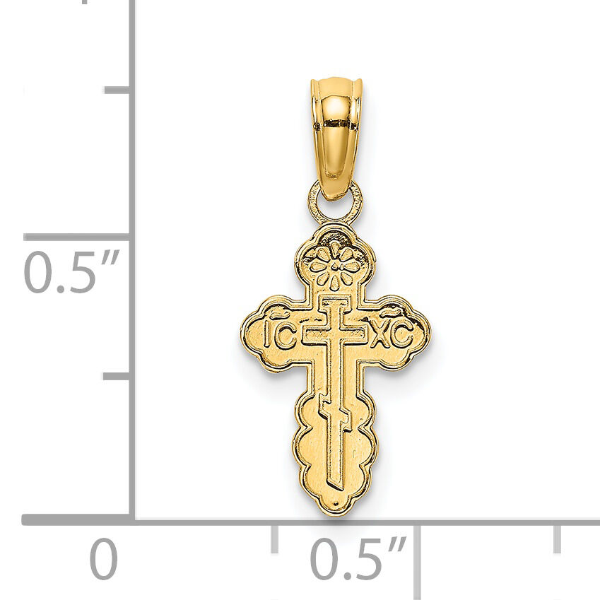 14K Mini Eastern Orthodox Cross Charm-K8377