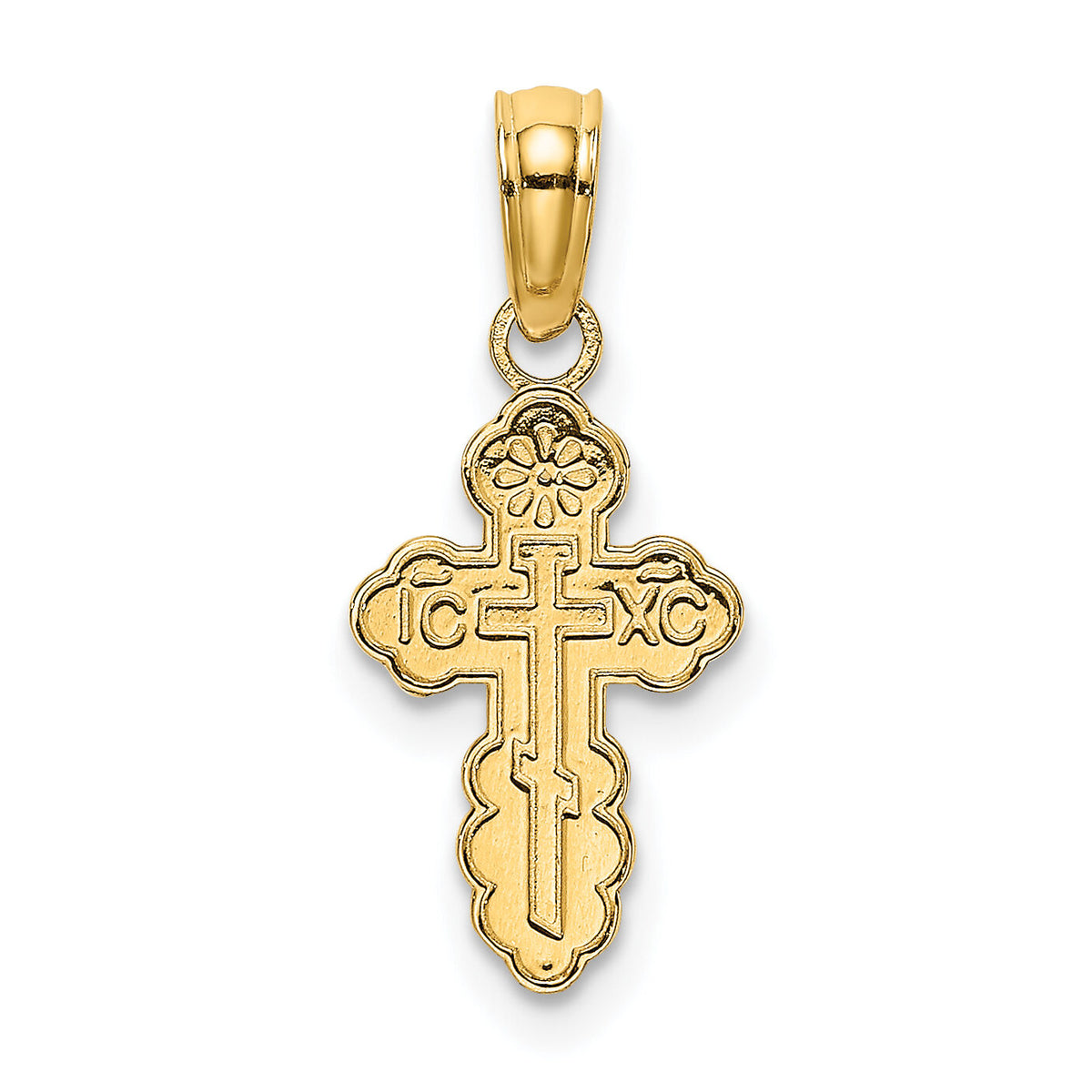 14K Mini Eastern Orthodox Cross Charm-K8377