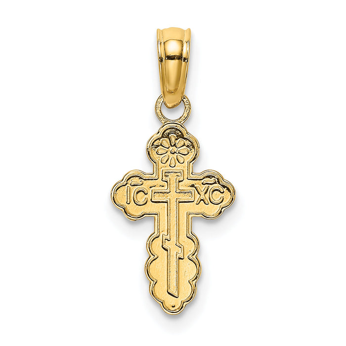 14K Mini Eastern Orthodox Cross Charm-K8377