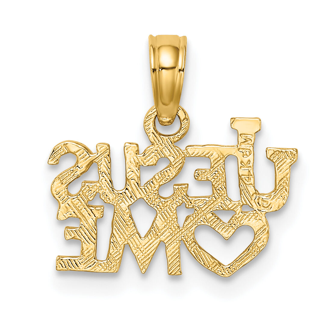 14K Polished / Engraved JESUS HEART ME Charm-K8379