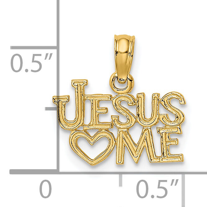 14K Polished / Engraved JESUS HEART ME Charm-K8379