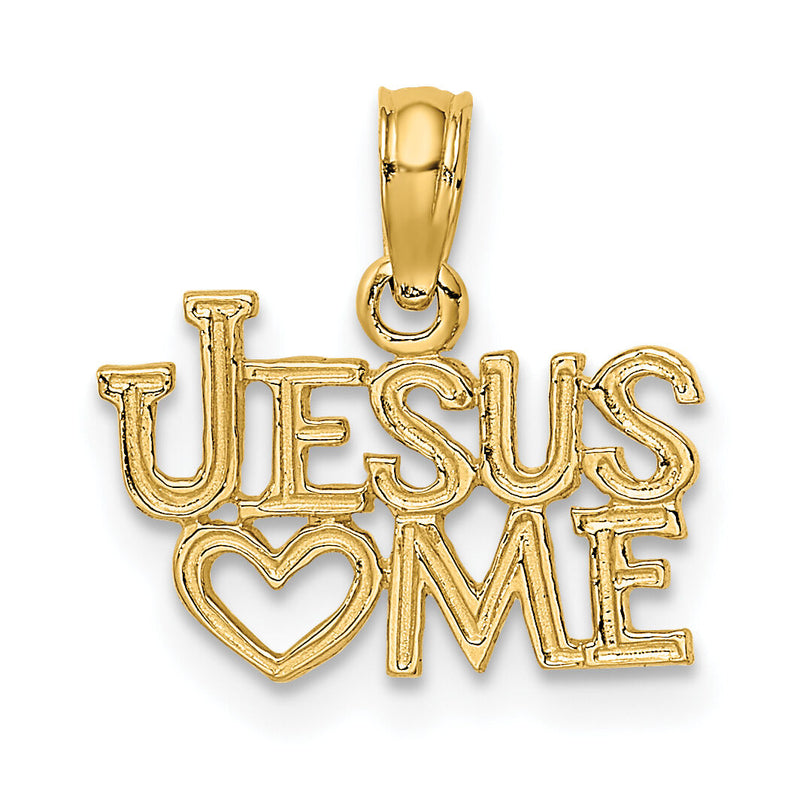 14K Polished / Engraved JESUS HEART ME Charm-K8379