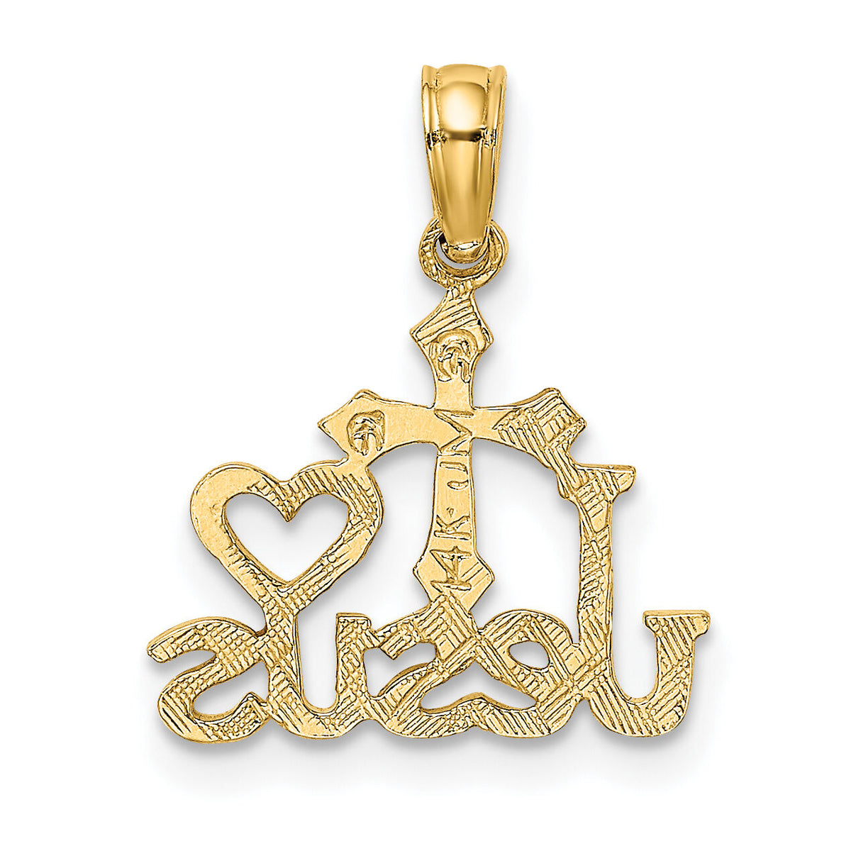 14K JESUS W/ Cross and Heart Charm-K8381
