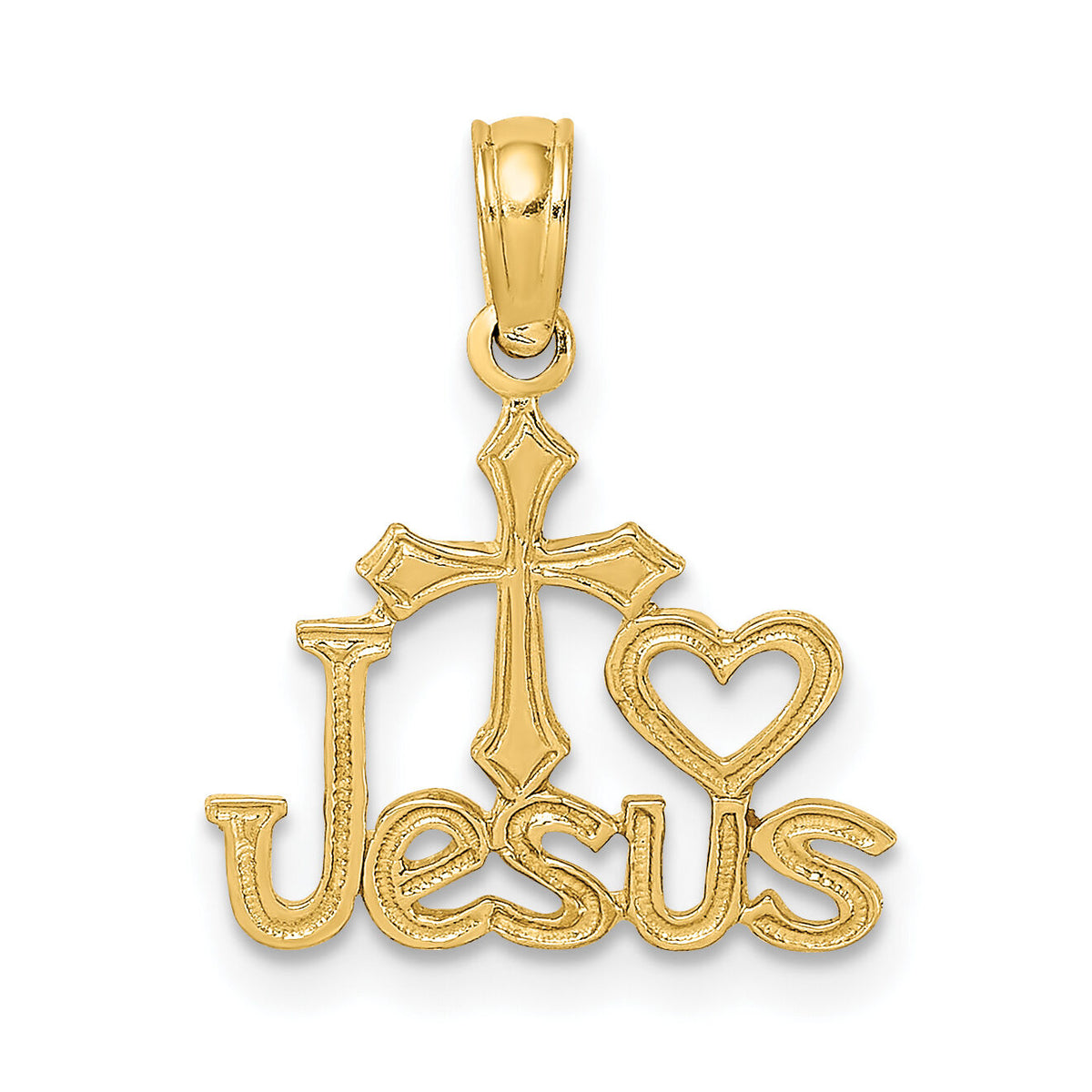 14K JESUS W/ Cross and Heart Charm-K8381
