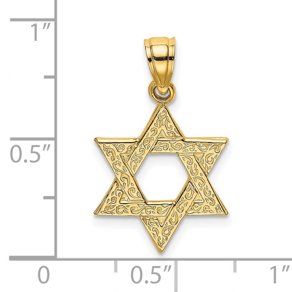 14K Engraved Swirls Star Of David Charm-K8383