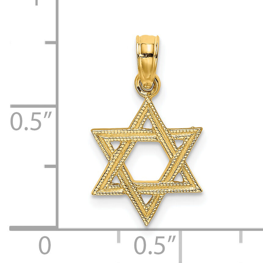 14K Engraved Star Of David Charm-K8384