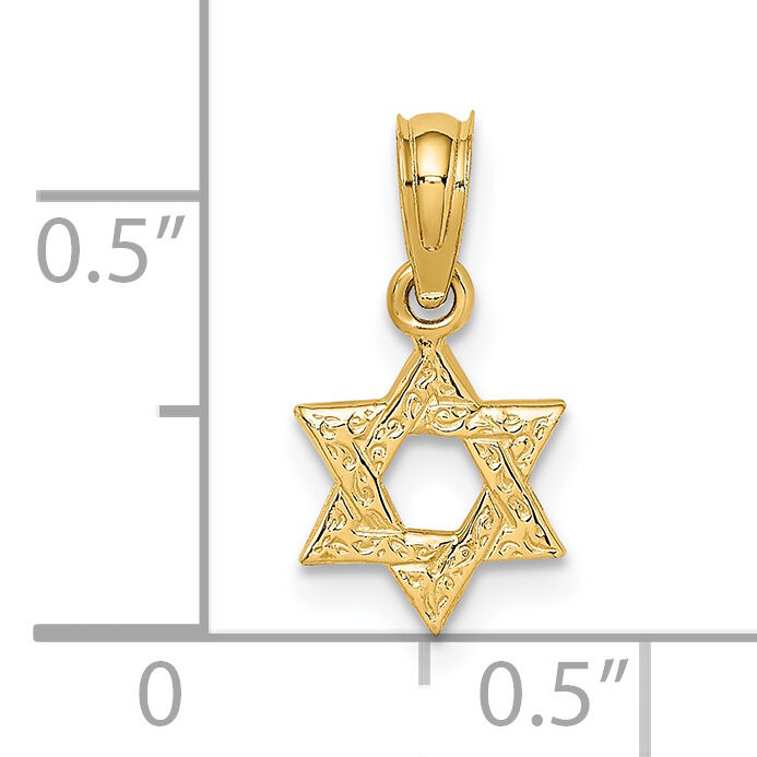 14K Mini Star Of David w/ Engraved Swirl Charm-K8385