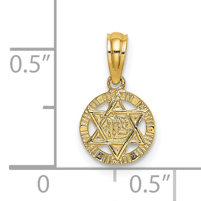 14K Engraved Star Of David Charm-K8387