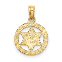 14K Engraved Star Of David In Circle Charm-K8388