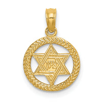 14K Engraved Star Of David In Circle Charm-K8388