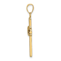 14K Beaded Center Design Cross Charm-K8390