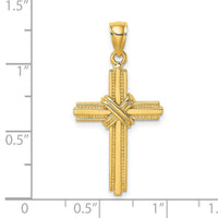 14K Beaded Center Design Cross Charm-K8390