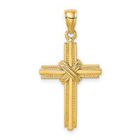 14K Beaded Center Design Cross Charm-K8390
