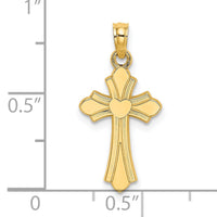 14K Polished Cross w/ Heart Charm-K8391