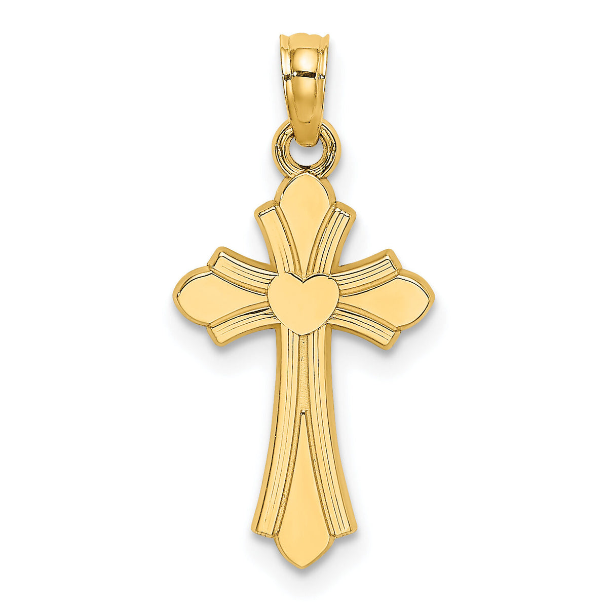 14K Polished Cross w/ Heart Charm-K8391