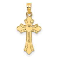 14K Polished Cross w/ Heart Charm-K8391