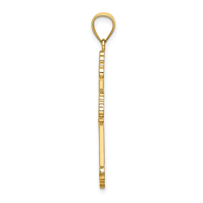 14K Flower Center Scroll Cross Charm-K8392