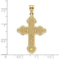 14K Flower Center Scroll Cross Charm-K8392