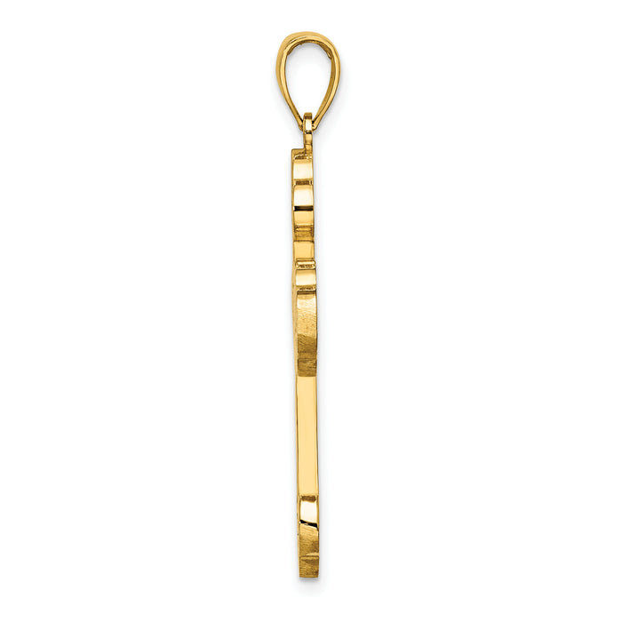 14K Scroll Cross W/ Sunburst Center Charm-K8393