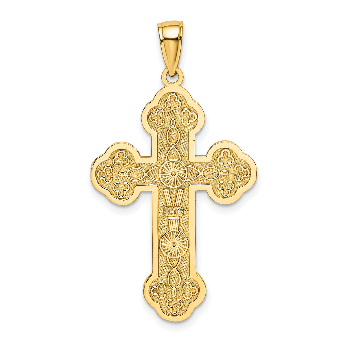 14K Scroll Cross W/ Sunburst Center Charm-K8393