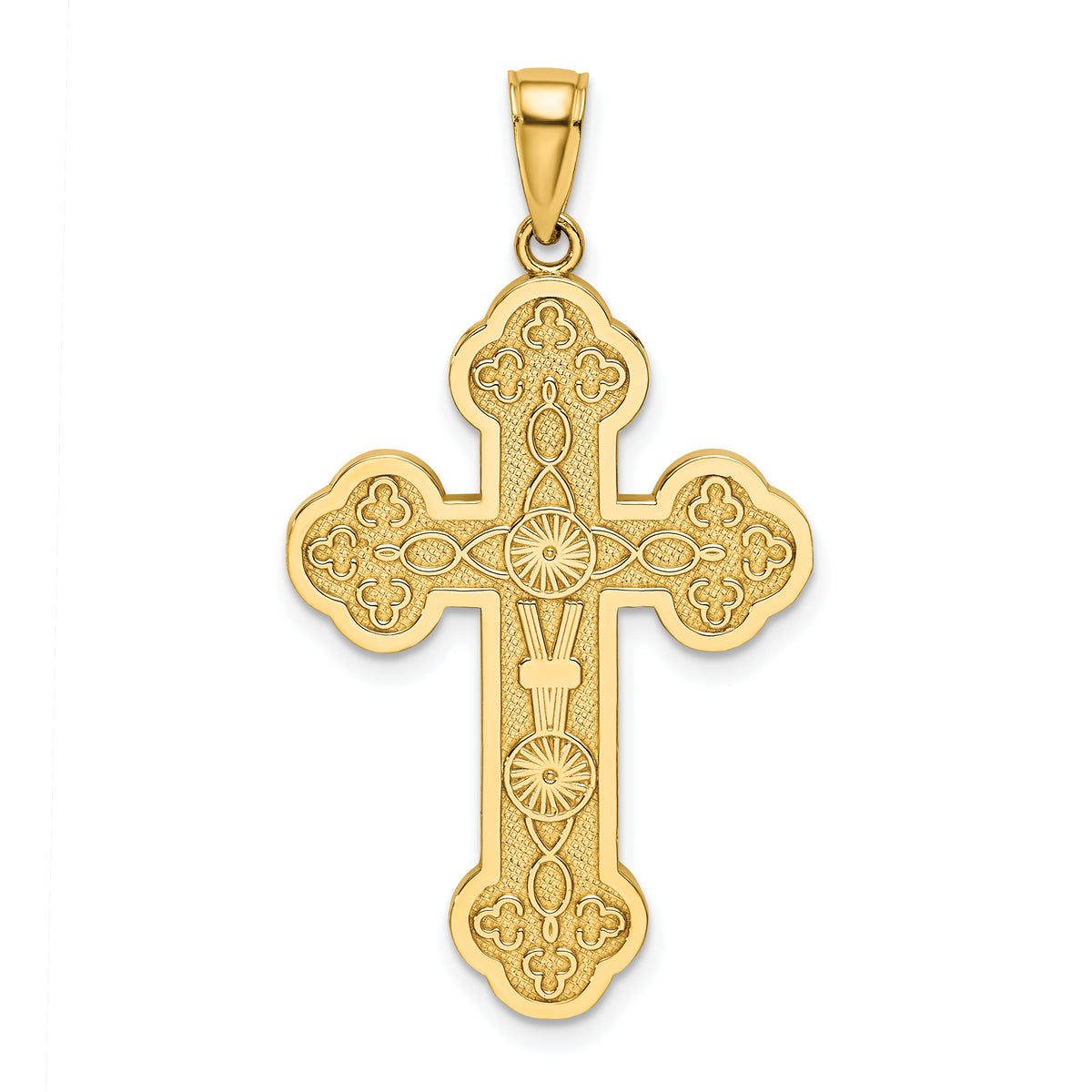 14K Scroll Cross W/ Sunburst Center Charm-K8393