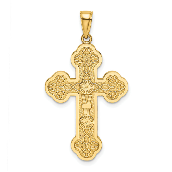 14K Scroll Cross W/ Sunburst Center Charm-K8393