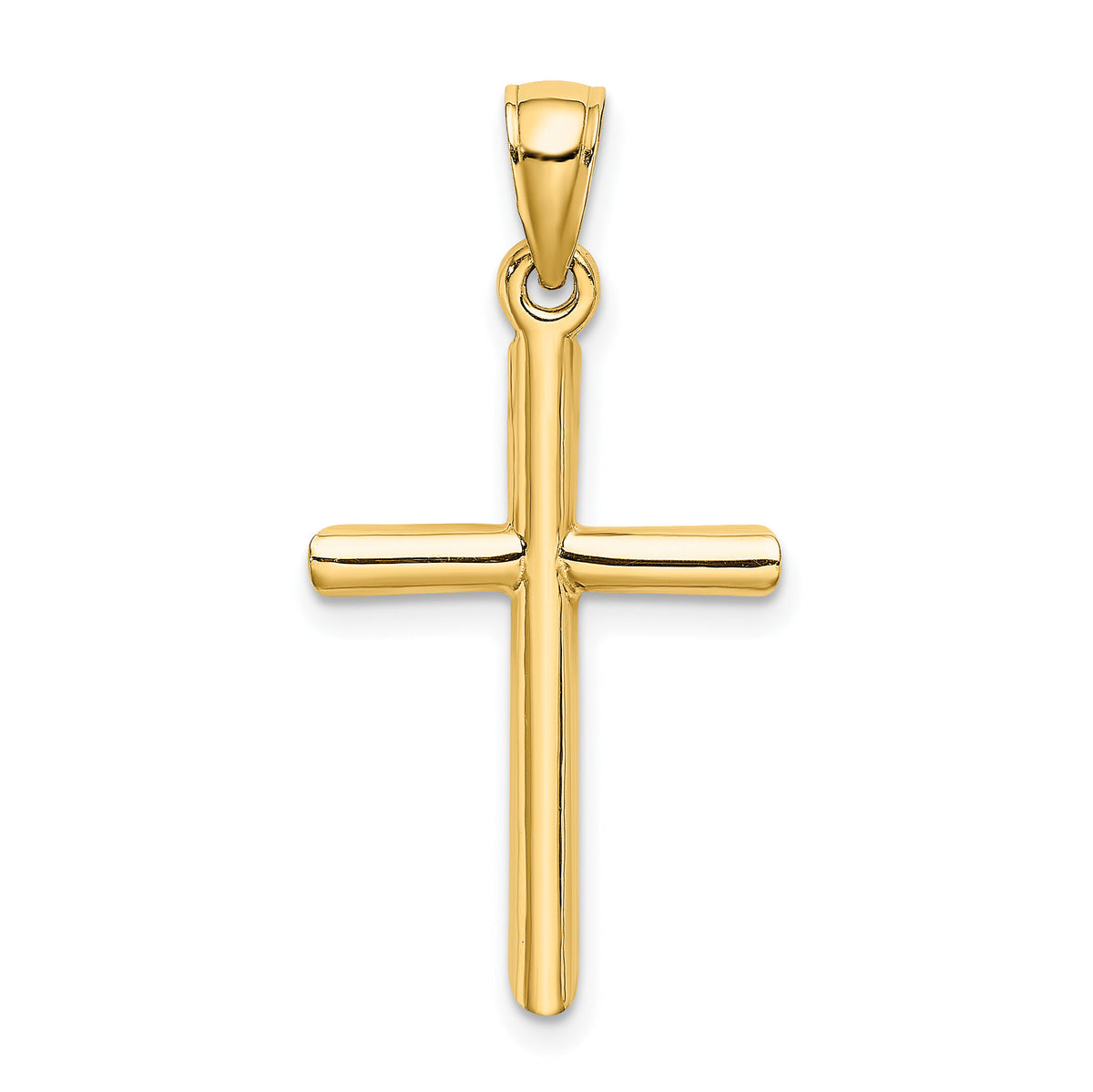14K Polished Cylinder Cross Charm-K8395