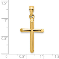 14K Polished Cylinder Cross Charm-K8395