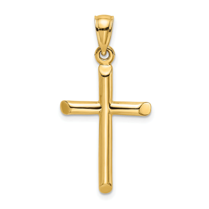 14K Polished Cylinder Cross Charm-K8395