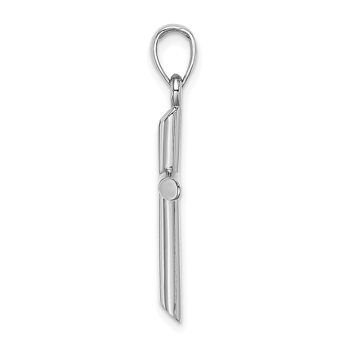 14K White Gold Polished Cylinder Cross Charm-K8395W