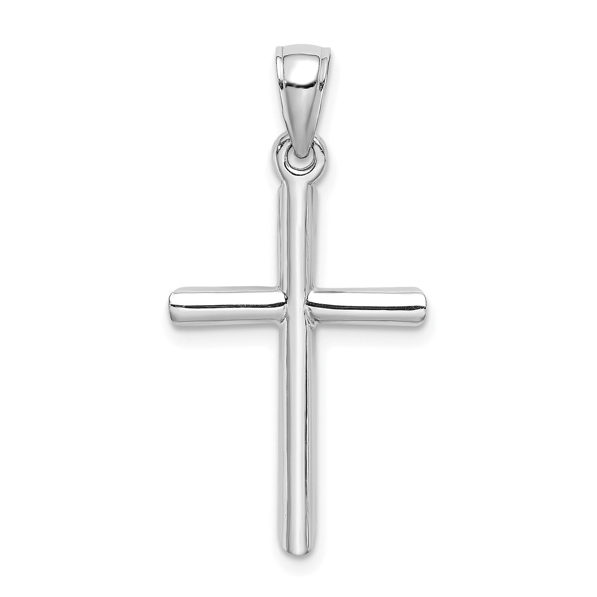 14K White Gold Polished Cylinder Cross Charm-K8395W