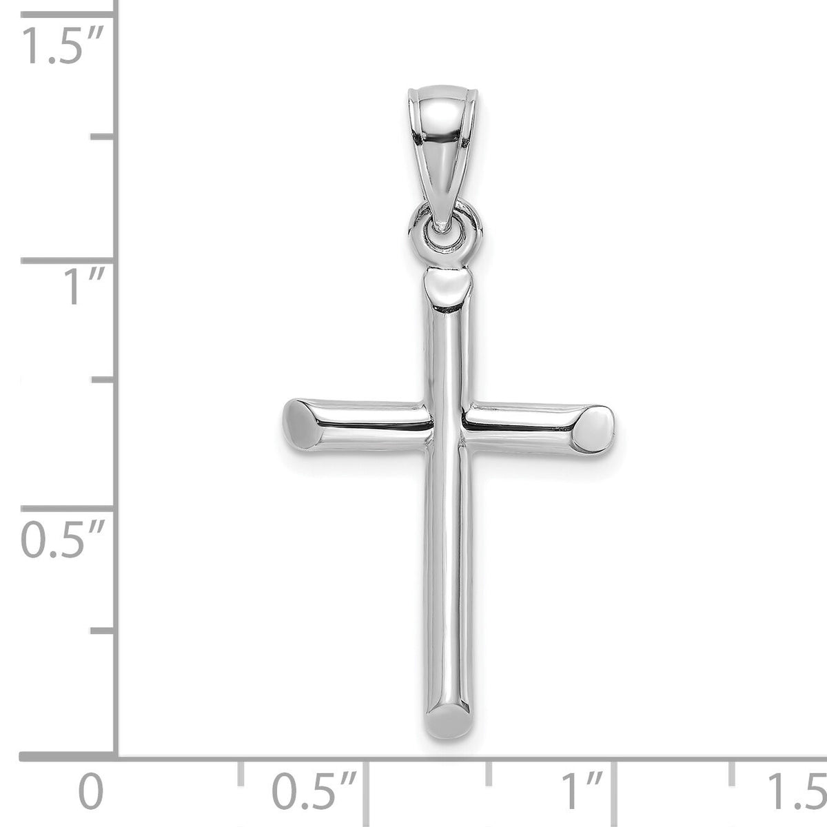 14K White Gold Polished Cylinder Cross Charm-K8395W