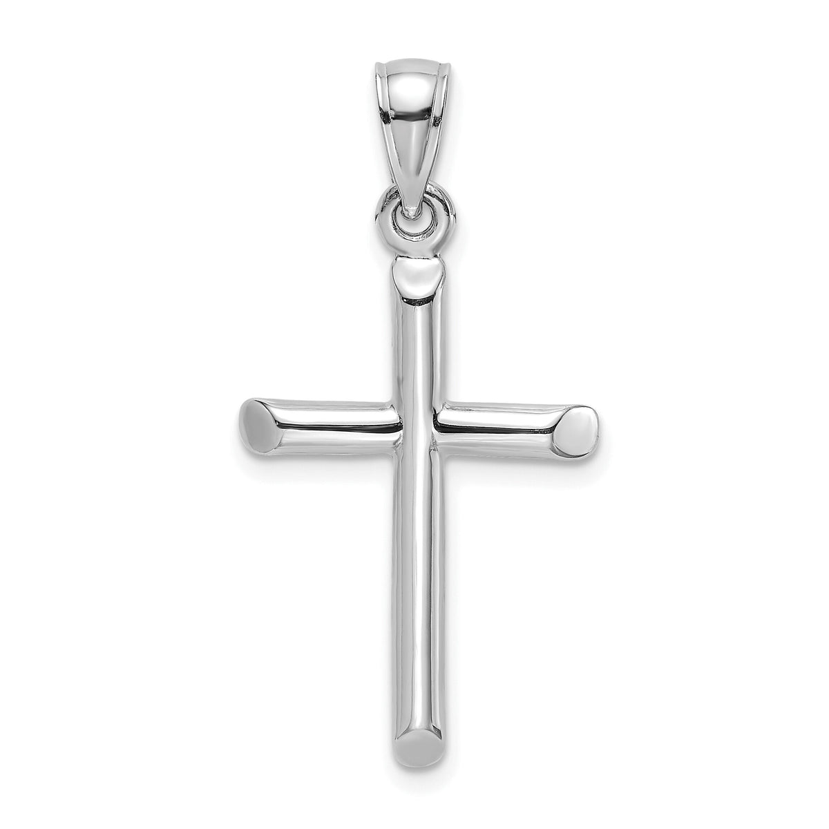 14K White Gold Polished Cylinder Cross Charm-K8395W