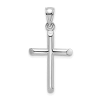 14K White Gold Polished Cylinder Cross Charm-K8395W