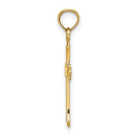14K 2-D  Polished Cross Charm-K8396