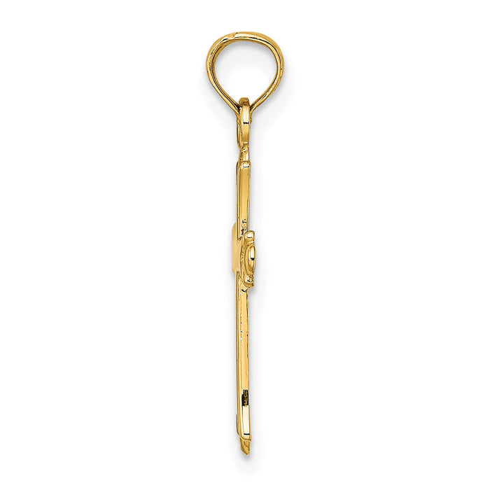 14K 2-D  Polished Cross Charm-K8396