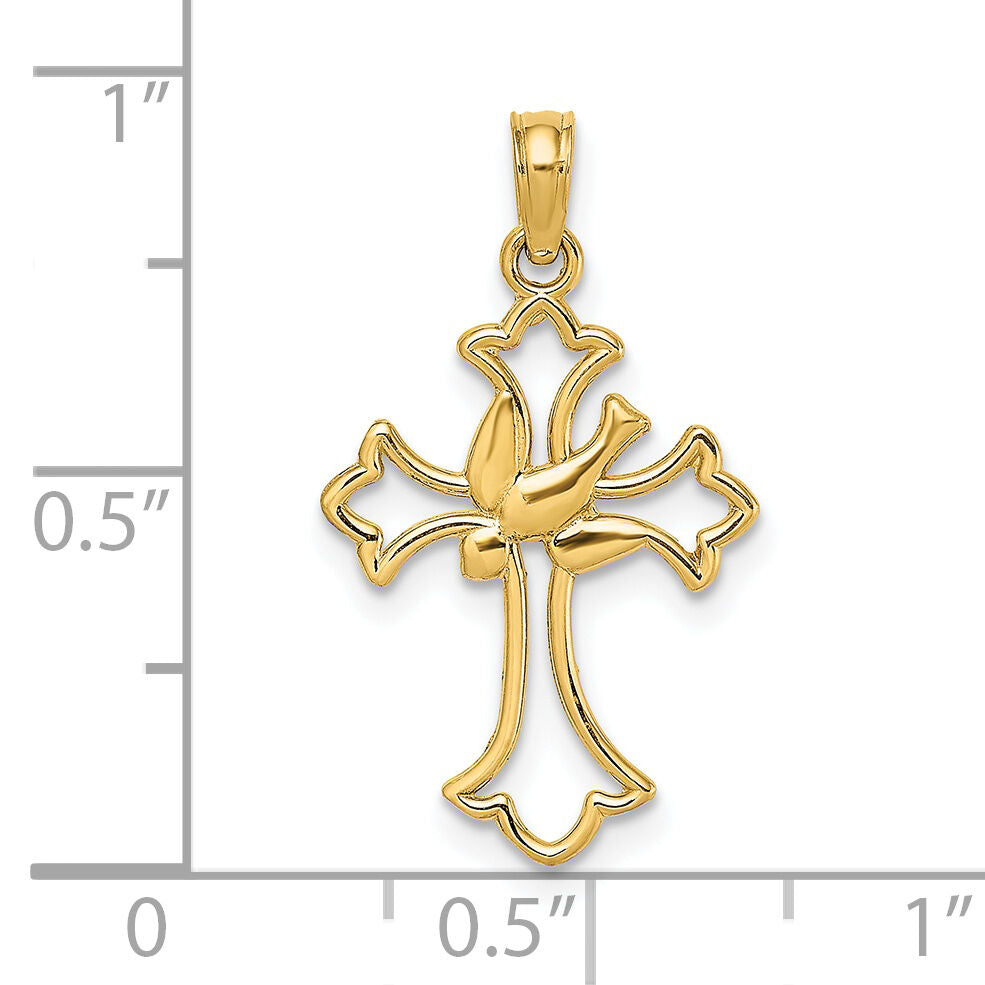 14K Cut-Out Dove Center Cross Charm-K8399