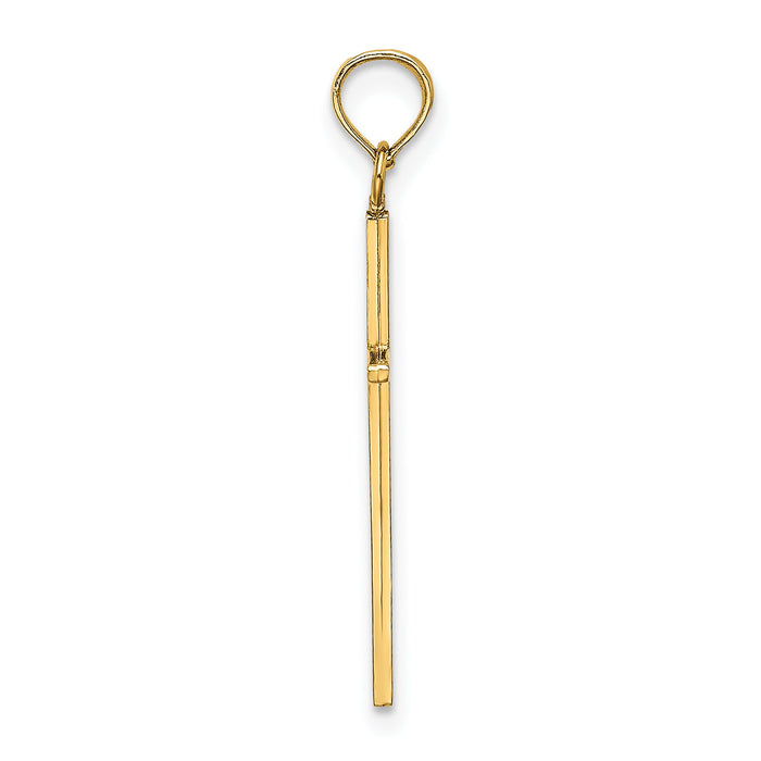 14K 3-D and Polished Stick Cross Charm-K8404