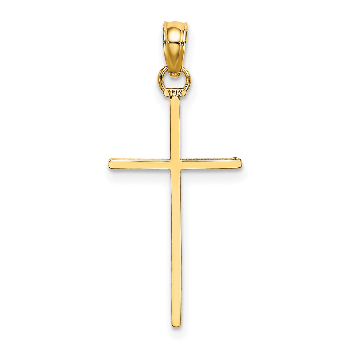 14K 3-D and Polished Stick Cross Charm-K8404