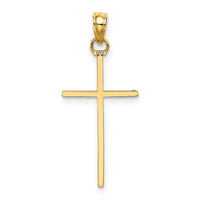 14K 3-D and Polished Stick Cross Charm-K8404