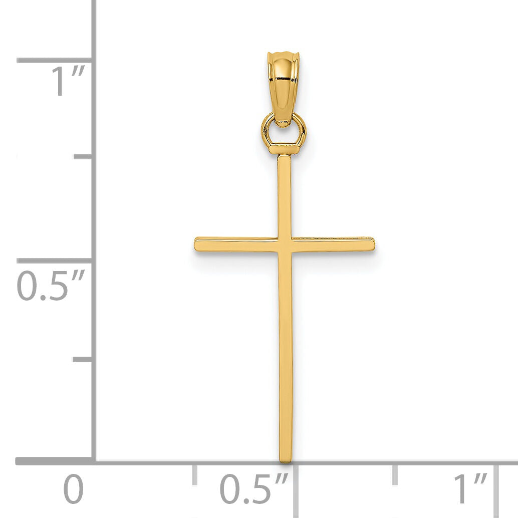 14K 3-D and Polished Stick Cross Charm-K8404