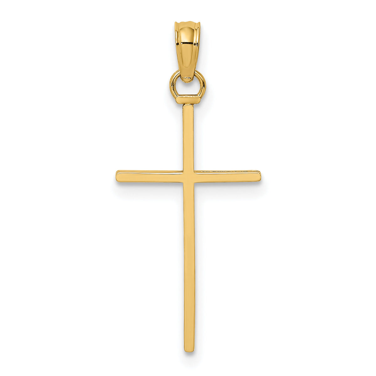 14K 3-D and Polished Stick Cross Charm-K8404