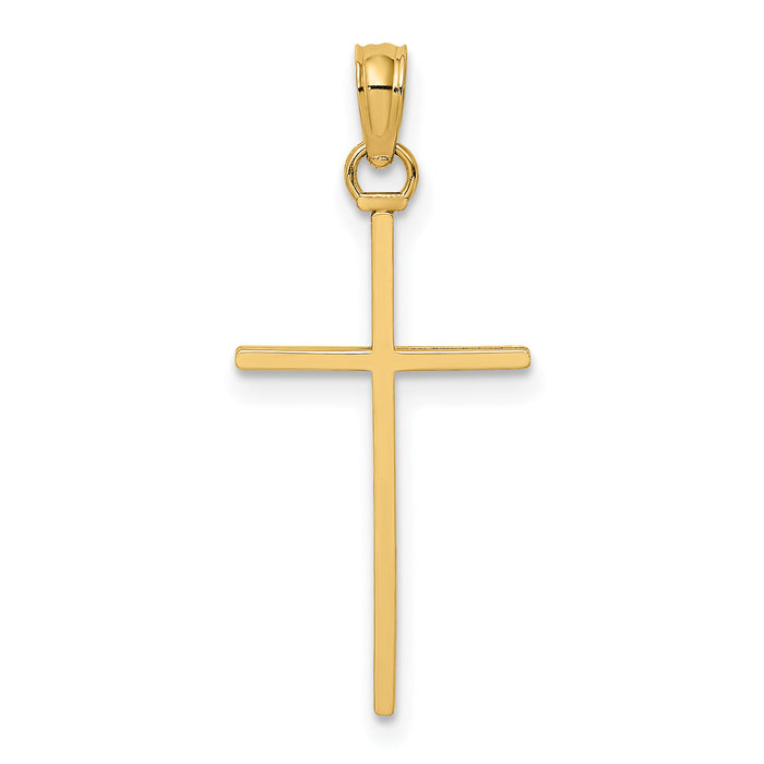 14K 3-D and Polished Stick Cross Charm-K8404