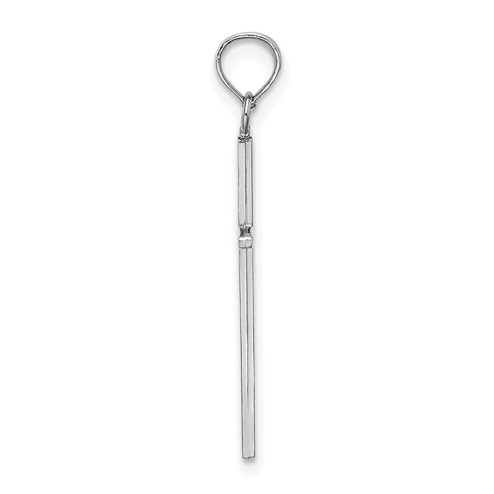 14K White Gold 3-D and Polished Stick Cross Charm-K8404W