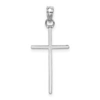 14K White Gold 3-D and Polished Stick Cross Charm-K8404W