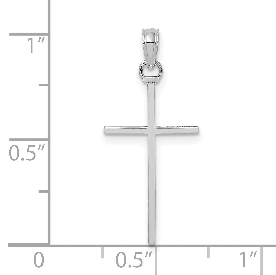 14K White Gold 3-D and Polished Stick Cross Charm-K8404W