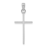 14K White Gold 3-D and Polished Stick Cross Charm-K8404W