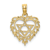 14K Textured Star Of David In Heart Charm-K8405