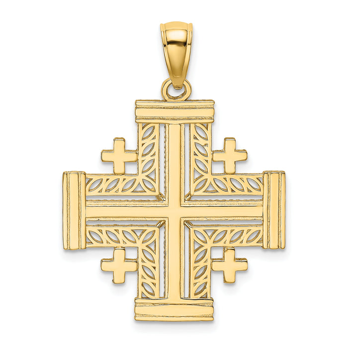 14K Cut-Out Jerusalem Cross Charm-K8406
