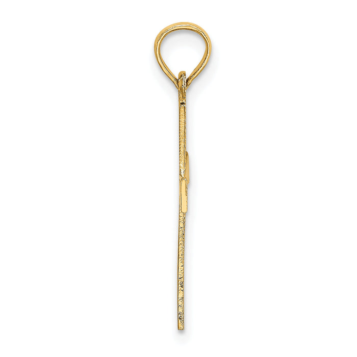 14K Engraved Cross W/Flared Tips Charm-K8408